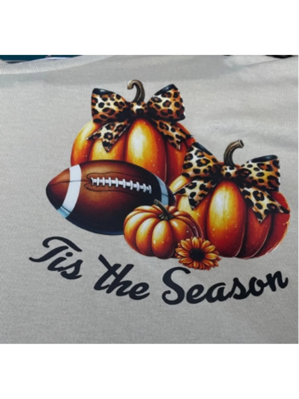 Fall Pumpkin Football Graphic Women Tan Cream Orange Short Sleeve T-Shirt XL